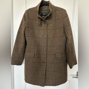 Lauren Ralph Lauren Beautiful Tweed Wool Car Coat Size 12
